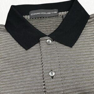 Vintage Carnoustie Mens Mercerized Cotton Polo Shirt Large Black Tan Golf